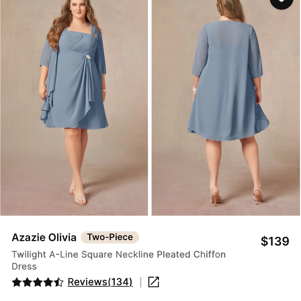 Azazie Two-Piece Chiffon Dress in Twilight Blue